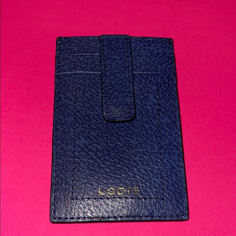 Lodis Navy Leather Card Holder